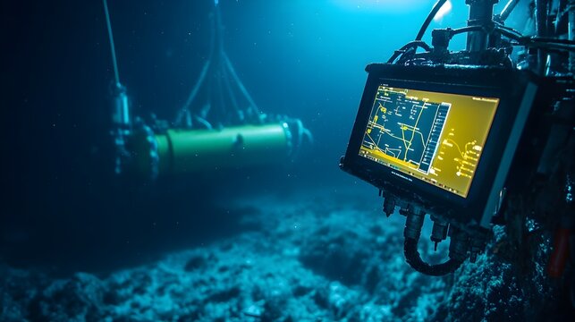 Commercial Vessel Sonar System Mapping Underwater Oil Sites