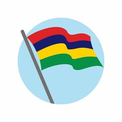 Mauritius flag waving. Flat image