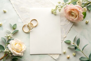 Romantic Wedding Invitation Card With Calligraphy. Photos. Images. Stock. Pictures.