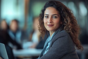 Business woman female team leader manager executive having hybrid office business group meeting, remote workers discussing work plans by video digital conference call on laptop.