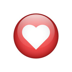 Realistic like love red button icon, sign vector isolated on white background.