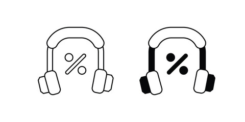 headphones set icon with white background vector stock illustration