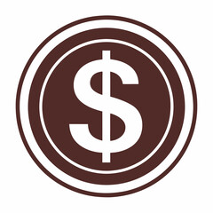 A brown coin featuring a dollar sign elegantly integrated within it