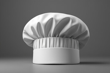Blank white chefs hat for mockup on grey background, AI Generated