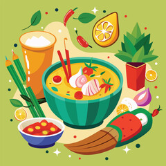 Thai foods vector art, Foods Vector Illustration