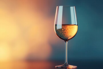 Engraved wine glass, custom text, glowing reflection, 3D illustration