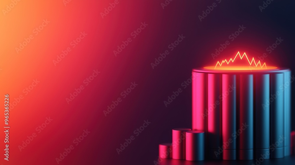 Aufkleber futuristic holographic energy data visualization with glowing graphs -