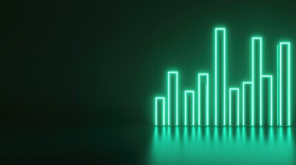 Illuminated Oil Market Volatility: Neon Hologram Financial Visualization in Black and Green Palette