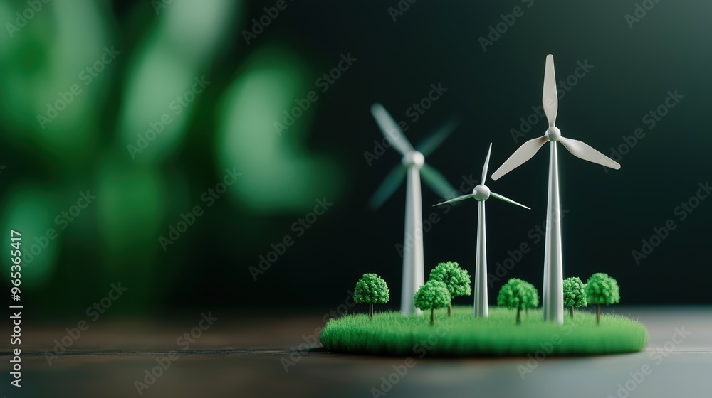 Poster futuristic renewable energy transition holographic graph display in ultra hd with copy space.