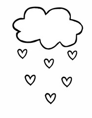 rainbow cloud rain colouring page illustration for kids