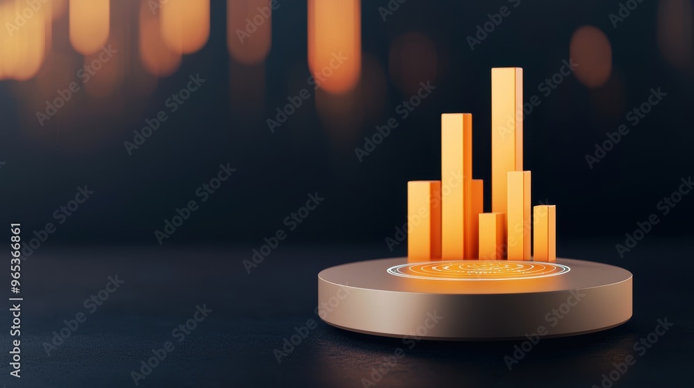 Poster Futuristic Global Oil Consumption Hologram Graphs Display in - with Copy Space on Dark Background