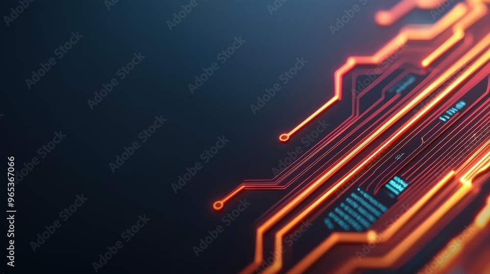 Poster futuristic energy supply chain holographic graph display with copy space on dark background - in