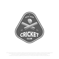 emblem of cricket logo design. illustration vector of minimalist cricket badge template