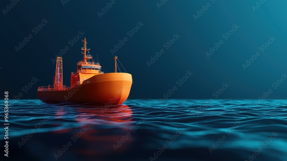 Aufkleber futuristic digital oil exploration in deep ocean settings - holographic geospatial mapping for energ
