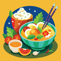 Thai foods vector art, Foods Vector Illustration