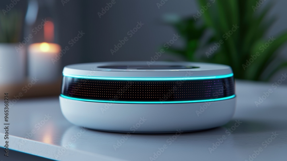Aufkleber futuristic ai-powered personal assistant with holographic display in - of sleek design for smart hom