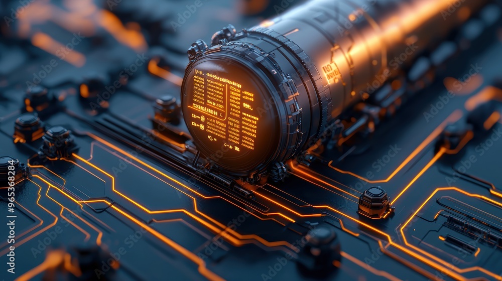 Poster futuristic ai-driven oil distribution system with holographic interfaces -