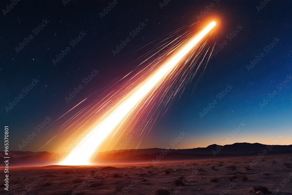 Poster an electrifying blazing meteor illuminating the celestial landscape in space