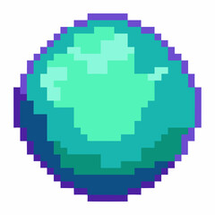 Pixel Art Green Sphere Icon with Retro Video Game Aesthetic