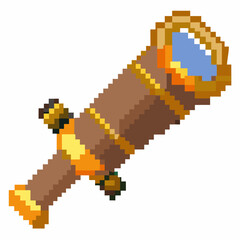 Pixel Art Retro Telescope Icon in Vintage Style for Digital Design Projects