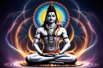 Fototapeta premium Enchanting Shiva Artwork for Meditative Reflection Stunning Design and Tranquil Imagery for Cultural Reverence in India