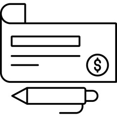 Cheque book vector icon in line style 