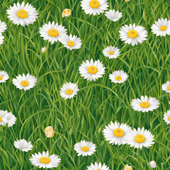 Fototapeta premium Field of daisies swaying in the gentle breeze