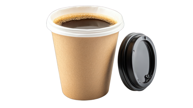 side view of coffee transparent isolated on white png transparant background