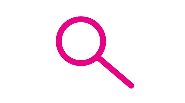 A simple white magnifying glass icon on a black background.