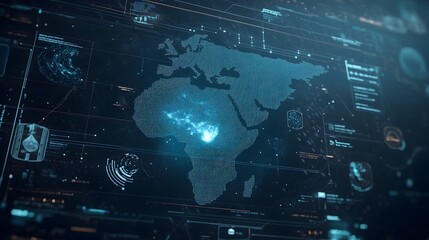 Naklejka premium High Tech Weather Simulation Software Displaying Rainfall and Storm Predictions Across a Continent