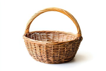 Empty wicker basket on a white background, isolated