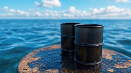 Naklejka premium Conceptual of Oil Spill Environmental Hazards with Copy Space, Selective Focus, and Quality