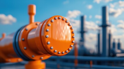 Futuristic Oil Industry Modernization and Energy Efficiency Concept in with Copy Space and Selective Focus