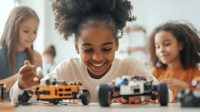 Teacher Guiding Students in Coding and Robotics Diverse STEM Classroom of Future Engineers