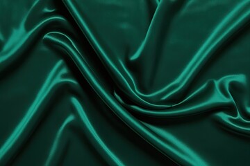 Fototapeta premium Emerald Green Fabric Background with Bold Wrinkles and Gentle Luster