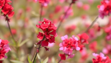 Field of vibrant red flowers with a soft, blurred background.