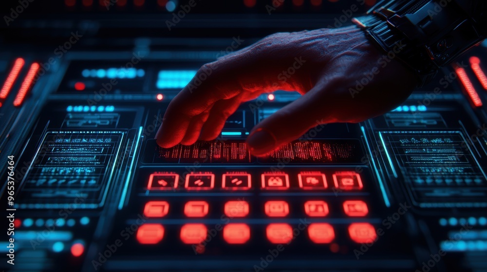 Poster futuristic holographic interface for digital art creation in advanced tools studio