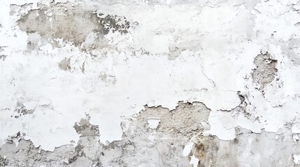Obraz premium A textured close-up of a weathered wall, showcasing peeling paint and cracked surface in neutral tones. Ideal for various designs.