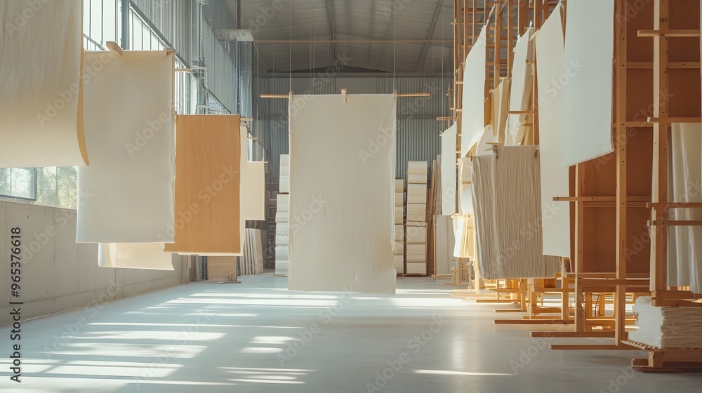 Wall mural Massive Rubber Sheets Drying at Industrial Processing Facility