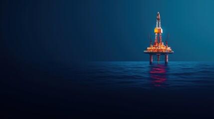Obraz premium Futuristic Virtual Oil Drilling Rig Holographic Interface in Deep Sea - High-Tech Energy Extraction Concept.