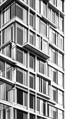 Obraz premium Black and White Closeup of Modern Building Facade