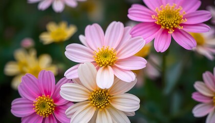 Obraz premium Close-up of chrysanthemums with contrasting colors.
