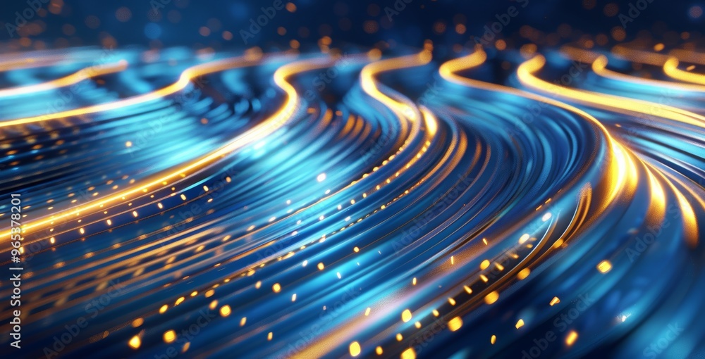 Poster abstract background with golden lines and glowing light effect generative ai