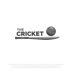 Cricket bat and ball logo vector element template. Cricket sport ball illustration design
