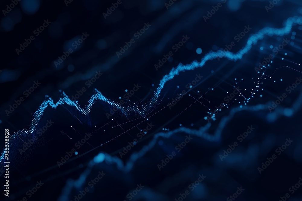 Poster dark blue data analysis line chart for consulting report background generative ai