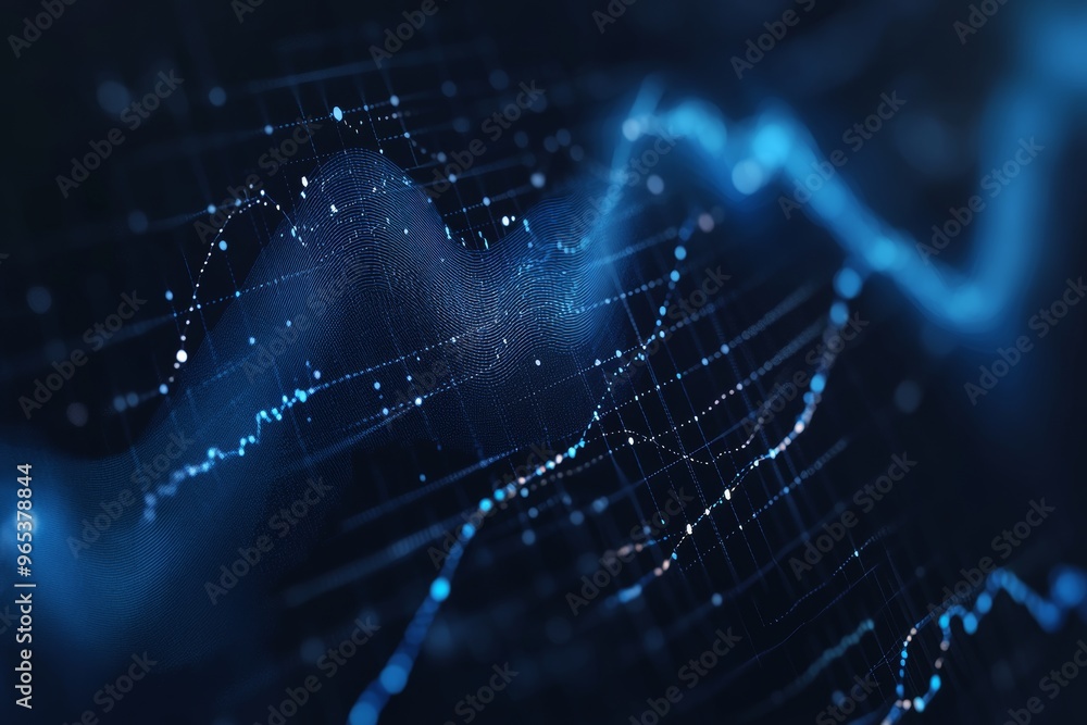 Poster dark blue data analysis line chart for consulting report background generative ai