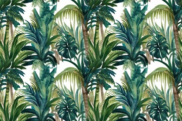 Tropical Jungle Watercolor Landscape Wallpaper Design for Nature Inspired Backgrounds