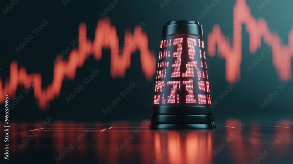 Poster illuminating oil price hike with digital inflation indicator in dark financial setting - with copy s