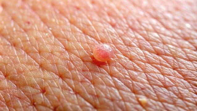 A compact, shallow wound on the skin, characterized by a shallow depression, redness, and a thin layer of yellowish serum, with no clear boundaries.