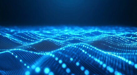 Abstract Digital Landscape with Glowing Data Points and Lines Generative AI